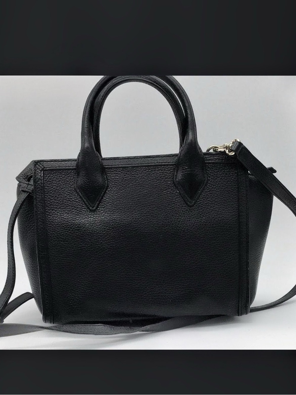 Henri Bendel Rivington Black Pebbled Leather Convertible Tote 2-in-1 Bag - Picture 5 of 13